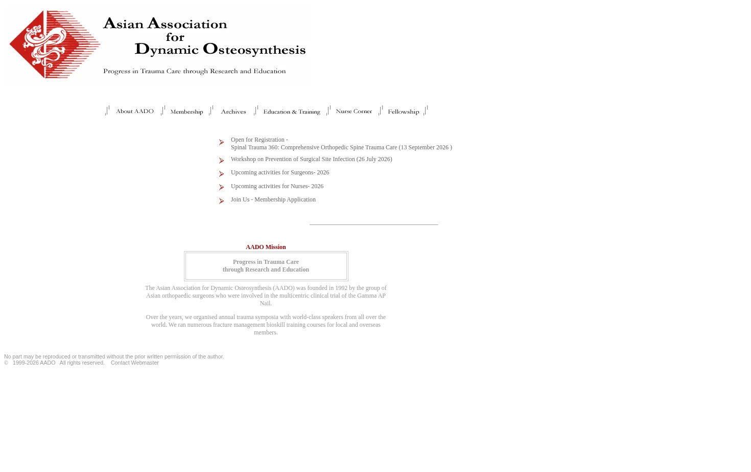 Asian Association for Dynamic Osteosynthesis (AADO) 页面快照